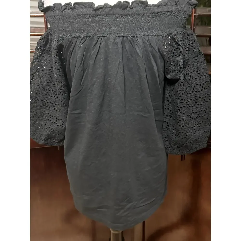 Lauren Ralph Lauren Women's Off Shoulder Eyelet Lace Sleeve M NWT - Picture 7 of 10